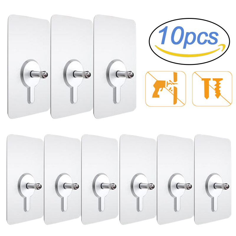 Kitchen Appliances Cabinet - 10 stuks plank zelfklevende muurhaken doorzichtige
