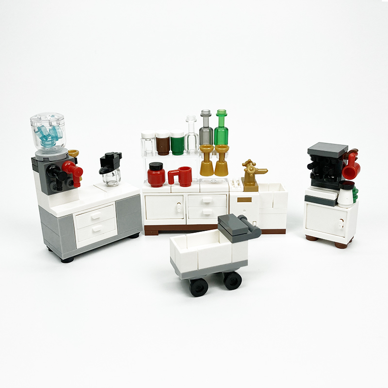 Kitchen Appliances Cabinet - Moc Block Creatief Speelgoed Keukenapparatuur Koelkasten