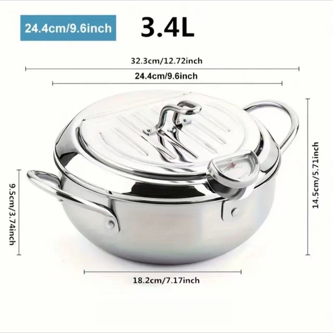 Induction Cooker - Roestvrijstalen koekenpan met deksel, temperatuurregeling en